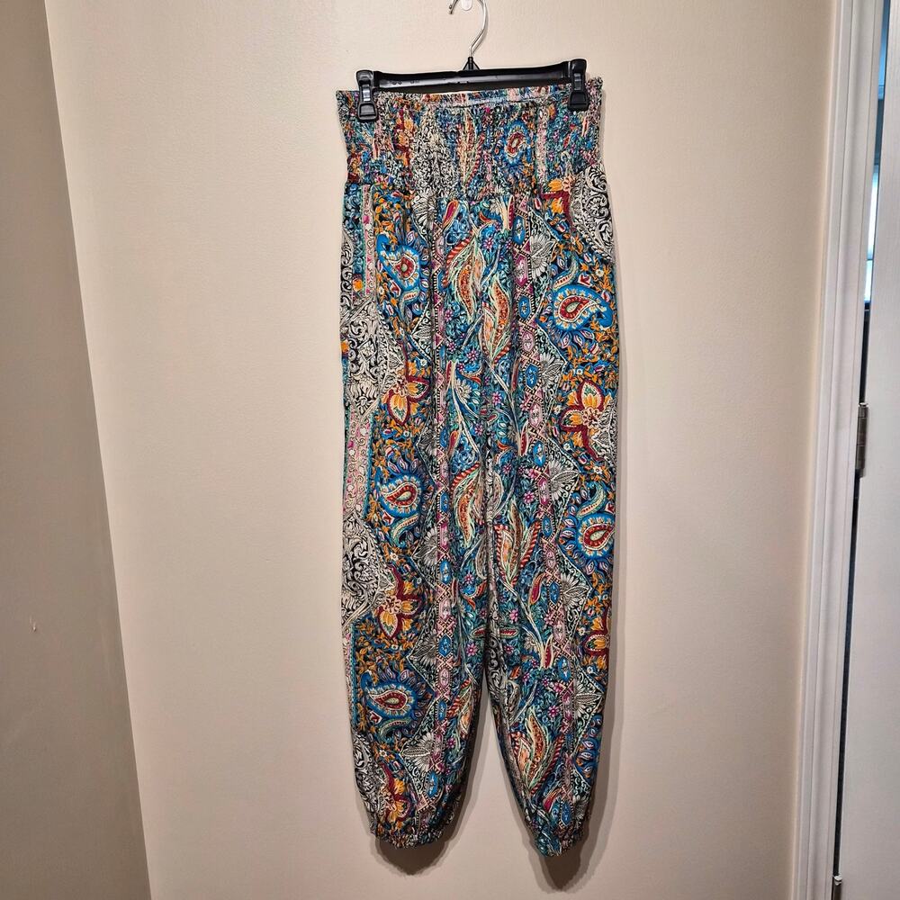 Cupshe NWT Medium Paisley Smocked Waist Tapered Leg Cover Up Pants